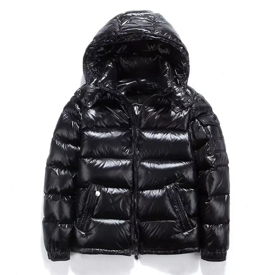 Casaco para baixo masculino, tendência, com capuz, curto, grosso, de inverno, brilhante, puffer