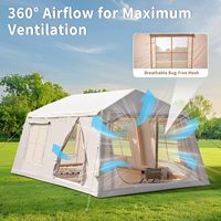 Tente de camping gonflable pour 8 à 10 personnes, installation facile, tente gonflable avec pompe manuelle, imperméable, Oxford 420D, quatre saisons, pour le camping en plein air