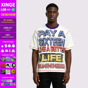 T-shirt Homme Personnalisé OEM, Style Streetwear Vintage Usé, Imprimé Graphique, Coupe Oversize Boxy Courte, Effet Délavé à l'Acide - Product Image 1