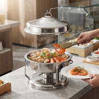 Luxe hotel feestrestaurant voedselveilige roestvrijstalen zilveren alcoholverwarmer met slimme digitale bediening en automatische uitschakeling voor veilig voedsel.