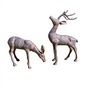 Ensemble de sculptures de cerfs en bronze, figurines d'animaux en métal faites à la main, fournitures de jardin, statues d'animaux grandeur nature, fabricant et vente en gros - Product Image 1