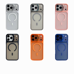 Coque de téléphone magnétique en acrylique PC dépoli de haute qualité avec cadre d'appareil photo repliable plaqué pour iPhone 17 16 15 14 13 18 Pro Max - Product Image 3