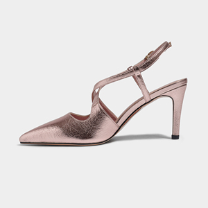 Roségoud Metallic Leren Slingback Sandalen Met Kriskras Bandjes - Product Image 3