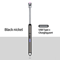 Pemantik Lilin Elektrik USB Isi Ulang Laris Manis, Pemantik Retractable dengan Layar LED Penunjuk Baterai dan Sakelar Pengaman