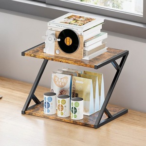Étagère de rangement en bois et fer à double couche, organisateur de bureau à 2 niveaux pour imprimante, projecteur, articles divers, usage domestique et de bureau - Product Image 1