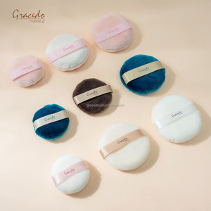 Gracedo Éponge Ronde Écologique Douce pour le Visage, Houpette <span class=keywords><strong>de</strong></span> Maquillage en Gros, Houpette Flottante Douce pour Poudre Libre, Logo Personnalisé avec Ruban - Product Image 1