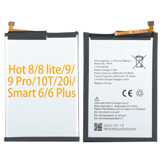 OEM 5000mAh BL-49FX High Quality 100% zero Cycle X657B Mobile Phone Battery for Infinix Hot 8 Lite 9 Pro 10T 20i Smart 6 Plus