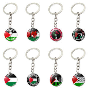 Stokta araba paslanmaz çelik Metal anahtar zincirleri aksesuarları süblimasyon alaşım filistin bayrağı anahtarlık - Product Image 3