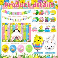 Décorations de Pâques : Lapins, Œufs, Poussins – Bannières, Toiles de Fond, Ballons et Centres de Table pour Intérieur (Maison, Bureau, École)