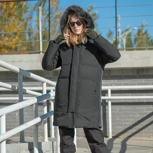 New Design OEM Unisex Long down jacket with hoodie winter parka