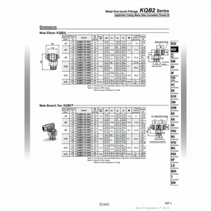 Raccords à touche unique en métal SMC Pneumatics KQB2T10-G03 pièces pneumatiques - Product Image 1