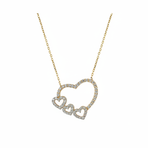 14K <b>Solid</b> <b>Gold</b> Newest Heart Charm <b>Pendant</b> Necklace Fine Jewellery for Women Made in Turkey - Product Image 2