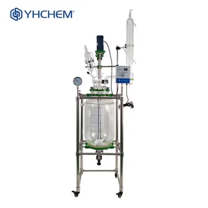 Lab device double layer reactor jacketed glass cylindrical reactor vessel