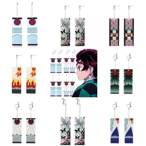 28 Nuevos Diseños de Alta Calidad, <span class=keywords><strong>Pendientes</strong></span> de Gancho y Clip Rectangulares con Diseño de Anime DS <span class=keywords><strong>Tanjiro</strong></span> Nezuko, Regalos de Moda - Product Image 1