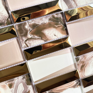 Thủy tinh trang trí màu vàng gương Gạch Mosaic phong cách hiện đại cho biệt thự phòng tắm nhà bếp backsplash trang trí tường nội thất - Product Image 4