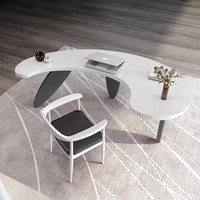Table d'ordinateur moderne de luxe en bois massif extraterrestre Bureau en arc de cercle pour le patron ou le président Bureaux durables