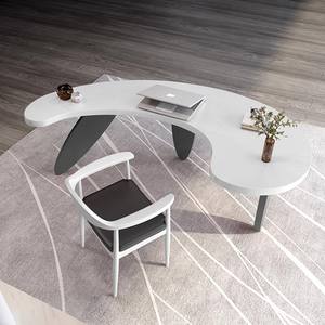 현대 럭셔리 단단한 나무 외계인 컴퓨터 테이블 보스 또는 대통령 튼튼한 사무실 책상을위한 창조적 인 빛 디자인 아크 책상 - Product Image 4