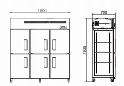 Commercial Kitchen Stainless Steel Air-Cooled Upright Six Door Large Capacity Dual Temperature Frost Refrigerator A1R1870X6 Dual - Product Image 6