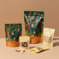 Sachet Doypack Personnalisé Imprimé Refermable Anti-humidité Mat avec Fermeture Éclair, Pochette Autoportante pour Snacks, Noix et Aliments, Sac Mylar avec Fenêtre Transparente