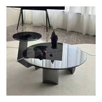Table basse ronde en verre trempé et acier inoxydable
