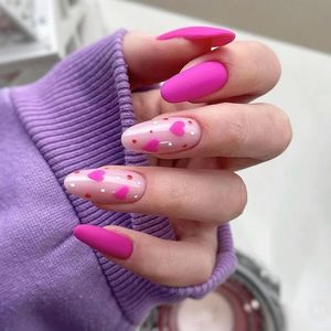 Prensa de almendras Pegamento corto en las <span class=keywords><strong>uñas</strong></span> <span class=keywords><strong>Rosa</strong></span> <span class=keywords><strong>Uñas</strong></span> postizas Diseño de corazón Pegamento <span class=keywords><strong>Mate</strong></span> <span class=keywords><strong>Uñas</strong></span> de plástico Cubierta completa Stick Lindo <span class=keywords><strong>Uñas</strong></span> artificiales - Product Image 1