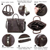 Sac fourre-tout unisexe vintage en daim et cuir de vachette OEM pour ordinateur portable 14,2 pouces, avec garniture en cuir huilé, grande capacité, pour hommes et femmes, idéal pour les voyages et le quotidien
