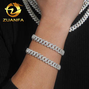 En Stock Entrepôt USA Chaîne & Bracelet Cubain Miami 10 mm à 2 Rangs en Argent Massif 925 avec Diamants Moissanite VVS1 Style Hip Hop Iced Out - Product Image 5