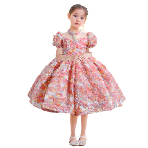 Vestidos <span class=keywords><strong>de</strong></span> Princesa Yoliyolei OM061 para Niñas, Mangas Abullonadas, Collar <span class=keywords><strong>de</strong></span> Perlas, Flores 3D, <span class=keywords><strong>Ropa</strong></span> Infantil <span class=keywords><strong>de</strong></span> Alta Gama - Product Image 1