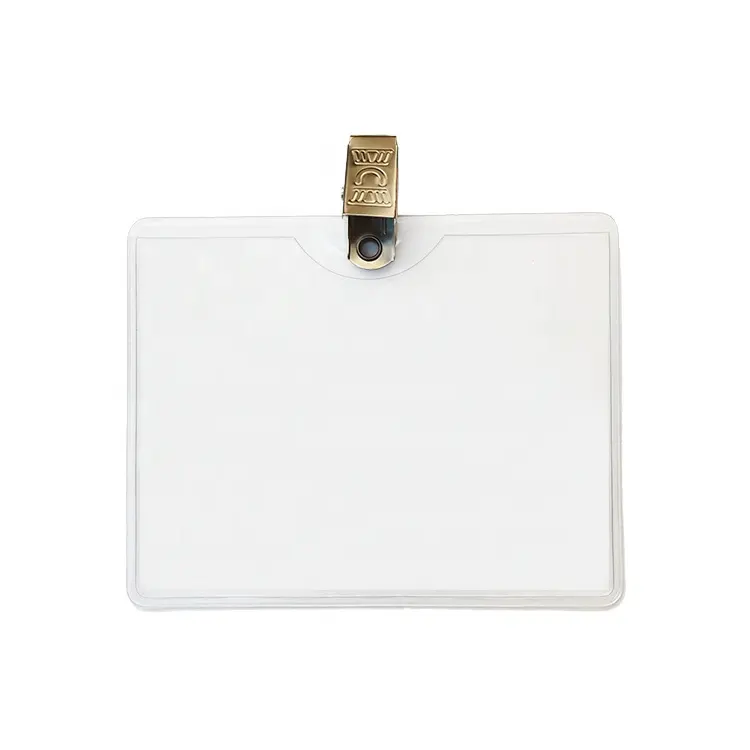 4x3 pollici infermiere orizzontale trasparente PVC identificativo porta distintivo con Clip in metallo per Meeting fiera della scuola Tag nome ufficio