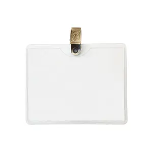 4x3 inch ngang y tá rõ ràng minh bạch PVC ID huy hiệu chủ với kim loại clip cho cuộc họp thương mại hiển thị trường văn phòng name tag