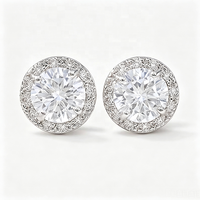 Boucles d'oreilles tendance en cuivre plaqué rhodium pour femme, avec zircone cubique (CZ), styles clous, halo, solitaire coussin, solitaire carré, pour mariée et mariage
