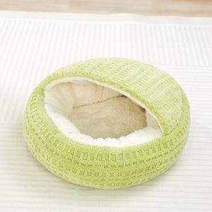 Halb geschlossenes Haustier bett in Plüsch schalen form für kleine Hunde und Katzen Warmes Wickel nest Gemütliche Kuschel schale mit weichem Innenfutter - Product Image 5