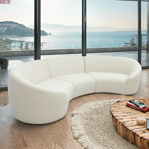 Sofá Seccional Curvo en Forma de Riñón, Moderno y Minimalista, para Sala de Estar, Hotel, Oficina, Eventos, Media <span class=keywords><strong>Luna</strong></span>, Redondo, de Terciopelo y Lino - Product Image 2