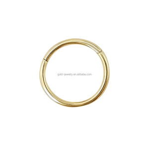 Joyería de <span class=keywords><strong>Piercing</strong></span> de Buena Calidad, Oro Amarillo Real de 14k AU585, Anillos de <span class=keywords><strong>Nariz</strong></span> en Forma de Aro, <span class=keywords><strong>Precio</strong></span> Bajo al por Mayor - Product Image 1