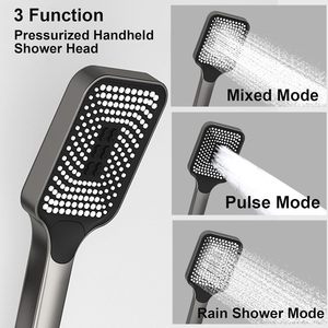 Ensemble de douche contemporain à double poignée, finition brossée, 4 fonctions, jet doux, noir mat, système de robinetterie de <span class=keywords><strong>spa</strong></span> effet pluie - Product Image 5