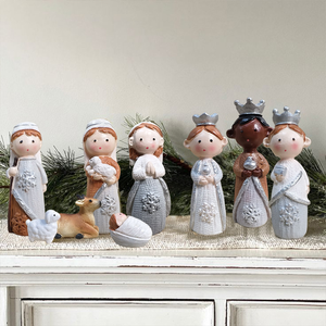 Juego de Figuras de Resina Pintadas a Mano para Escena de Natividad, Mini Estatuas de Dibujos Animados de la Sagrada Familia, Reyes Magos y Animales, Artículos Religiosos Navideños - Product Image 2