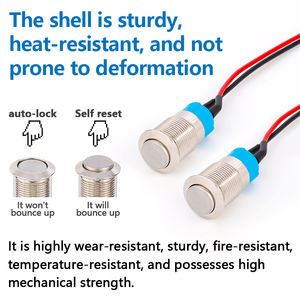 Paquete de <span class=keywords><strong>2</strong></span> interruptores de botón pulsador de acero inoxidable a prueba de agua de 12mm autoblocante 12V/230V IP67 1NO electrónico para campanas de coche de electrodomésticos - Product Image 2