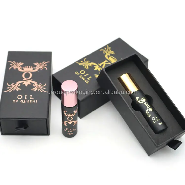 10ml Cosmetic Packaging Glass black Roll On Bottles 10 ml Glass Perfume Essential Oil Roller Bottles With Paper Box