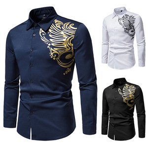 2023 nuova camicia stampata tatuaggio camicia da <span class=keywords><strong>uomo</strong></span> a maniche lunghe Casual moda europea e americana - Product Image 5