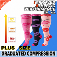 Chaussettes de compression sur mesure grandes tailles 2XL à 7XL, mollets larges, hauteur genou, respirantes pour hommes et femmes, marque privée, fabricant OEM