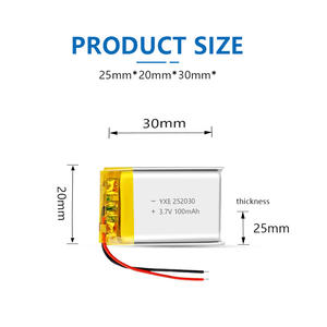 แบตเตอรี่ลิเธียมโพลิเมอร์แบบชาร์จไฟได้3.7V/100mAh <span class=keywords><strong>252030</strong></span>เล็กๆน้อยๆกระเป๋าแบตเตอรี่ลิเธียมไอออน - Product Image 3