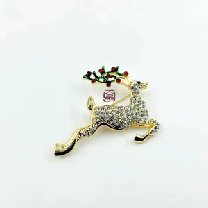 Dekorasyon elmas noel serisi broş çinko alaşımlı malzemeler ile altın geyik