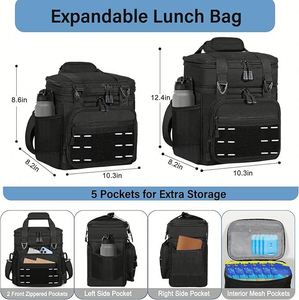Grande boîte à lunch souple et extensible pour adultes, travail, sorties, déplacements, noir, 16L - Product Image 4