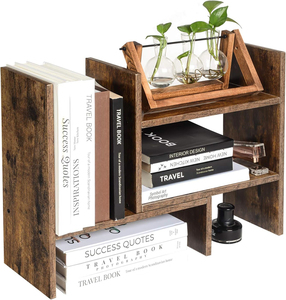 Étagère <span class=keywords><strong>de</strong></span> <span class=keywords><strong>rangement</strong></span> <span class=keywords><strong>de</strong></span> table marron rustique 3 Modules adaptables petite bibliothèque en bois organisateur <span class=keywords><strong>de</strong></span> <span class=keywords><strong>bureau</strong></span> pour <span class=keywords><strong>bureau</strong></span> Studio cuisine - Product Image 3