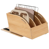 Étagères de rangement de cuisine modernes en bambou personnalisées, organisateur coulissant sur pied avec séparateurs pour plateaux, planches à découper, plaques de cuisson et casseroles