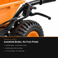 Brouette Électrique AKX 36V à 3 Roues, Chariot de Jardin Électrique, Moteur Brushless 300W, Charge 200kg, Bac PP 75L