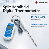 Thermomètre numérique portable avec capteur de température, rappel par vibration, mémoire max/min, étanchéité IP68, en acier inoxydable de qualité alimentaire