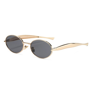 Lunettes de soleil ovales pour femmes, monture en métal, UV400, mode décontractée, bordure complète, petite taille - Product Image 4