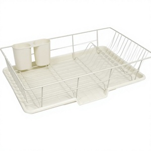 Escurridor de Platos de Metal Blanco con Portautensilios Desmontable y Bandeja de Drenaje, Organizador de Cocina de un Solo Nivel - Product Image 2