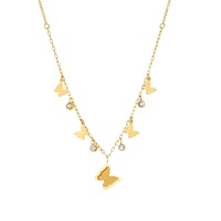 Pendentif Papillon Éthéré, Breloque Chaîne Irrégulière, Collier Élégant Plaqué Or, Magnifique Bijou pour Femme, Vente en Gros TGXL14889